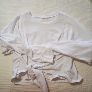 A.L.C. White Tie-Front Sweatshirt